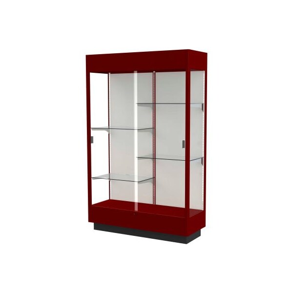Waddell Display Case Of Ghent Heritage Lighted Floor Display Case 48"W x 70"H x 18"D Hardwood Cordovan Finish Plaque Back 893M-PB-C - main